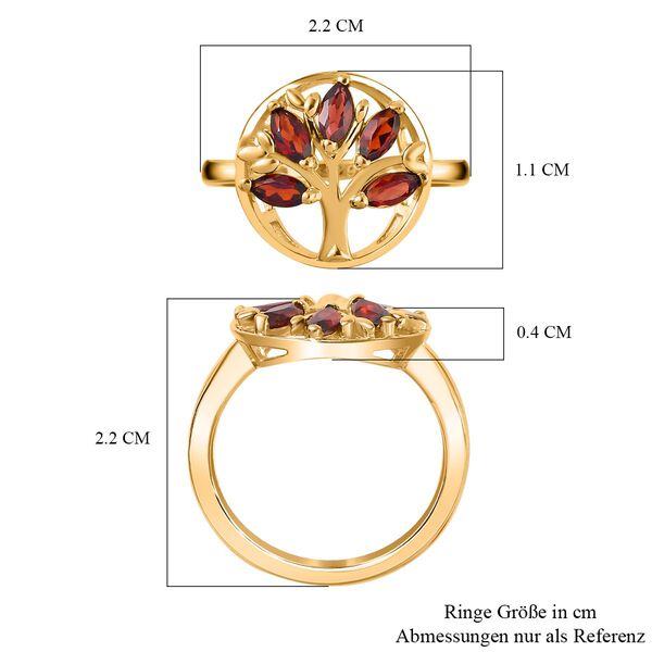 Roter Granat Ring 925 Silber Gelbgold Vermeil (Gr&ouml;&szlig;e 18.00) ca. 0,95 ct image number 7