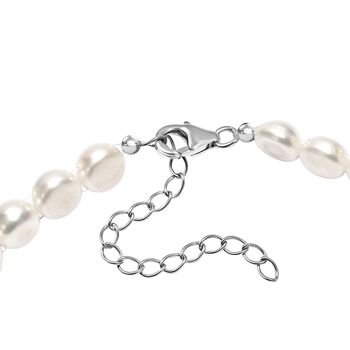 Wei&szlig;es S&uuml;&szlig;wasserperle Armband, 19cm