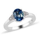 London Blau Topas, Zirkon Ring 925 Silber platiniert  ca. 1,45 ct image number 3