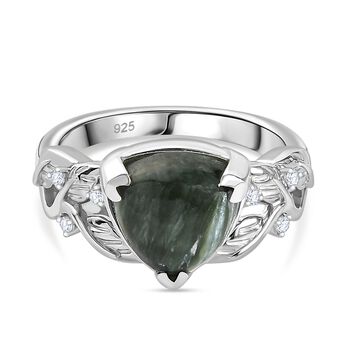 Sibirischer Seraphinit und Zirkon Ring - 3,8 ct