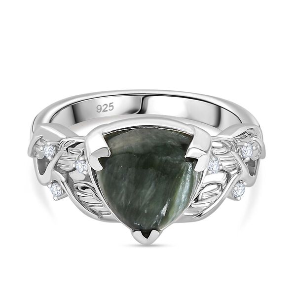 Sibirischer Seraphinit und Zirkon Ring - 3,8 ct image number 0