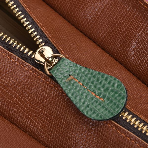 Chaos By Elsie - Echtleder Crossbody Tasche, Gl&auml;nzendes Krokodil-Muster image number 6