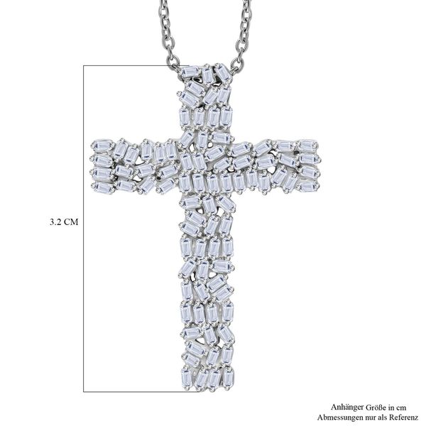 LUXURIANT SI-GH SGL zertifizierter Labor Diamant Kreuz Anh&auml;nger mit 50cm Kette, 925 Silber rhodiniert - 1 ct. image number 4