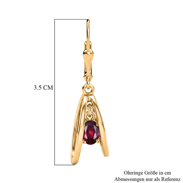 D'Joy AA Nat&uuml;rlicher Rhodolith Granat Ohrringe 925 Silber 750 Gelb Vergoldet ca. 1,16 ct. image number 5