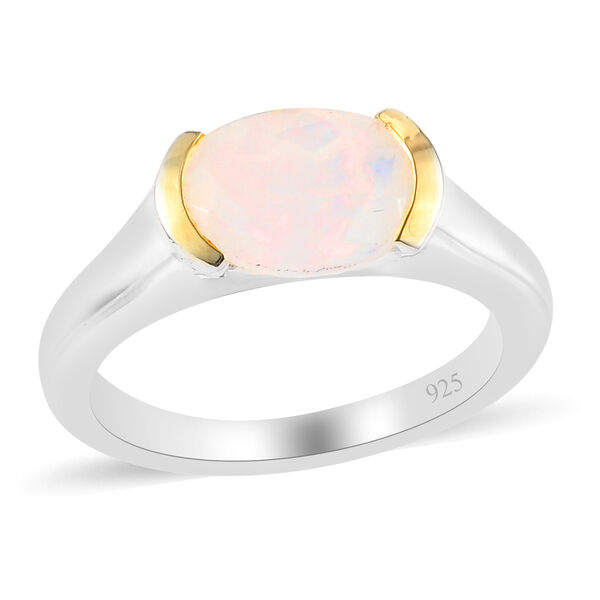 Natürlicher Äthiopischer Opal Ring 925 Silber Zweifarbige Beschichtung image number 4