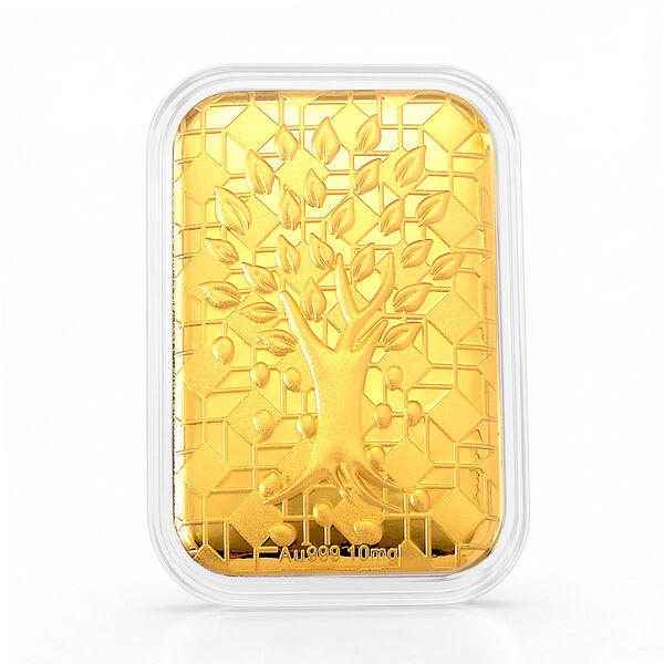 999er Goldfolie mit Lebensbaum-Motiv, 10mg, 3,1x4,5cm