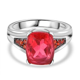 Padparadscha Quarz Triplette, Orange Zirkonia Ring Edelstahl (Größe 18.00) ca. 4,80 ct