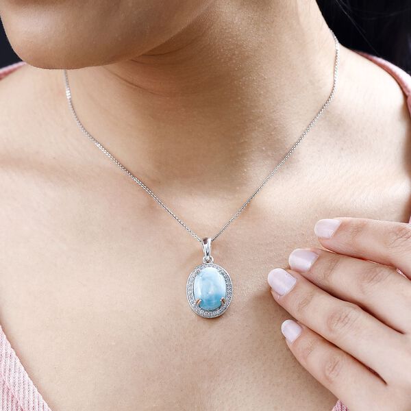 AA Larimar und Zirkon Anh&auml;nger - 13,64 ct. image number 3