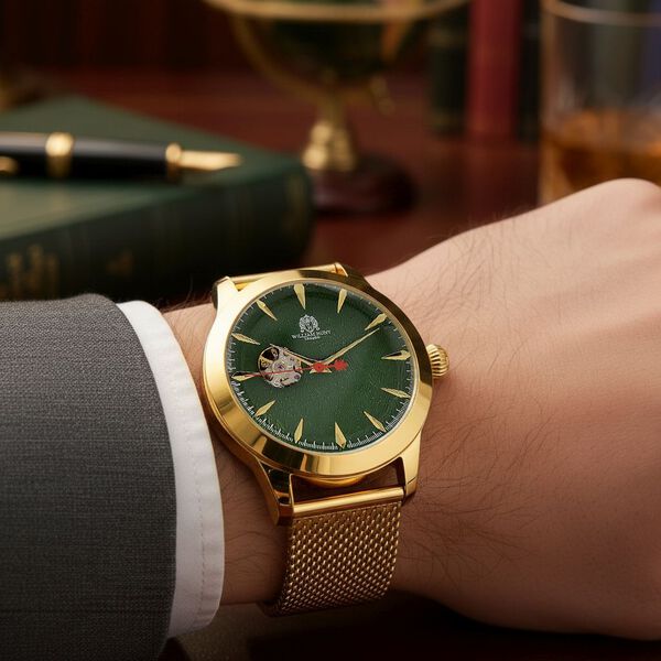 WILLIAM HUNT Armbanduhr, 21,59cm, SEIKO Automatik, Saphirglas, 5 ATM, IP-goldfarben image number 3