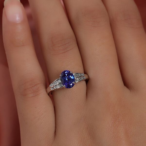 AAA Tansanit und Diamant-Ring, I3 G-H, 585 Weißgold  ca. 1,82 ct image number 3