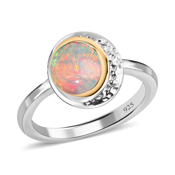 Natürlicher Äthiopischer Opal Sonne, Mond und Erde Ring 925 Silber Zweifarbige Beschichtung image number 4