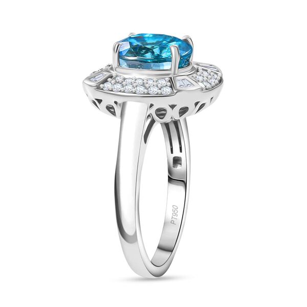 RHAPSODY AAAA Ratnakiri Blauer Zirkon, Wei&szlig;er Diamant Ring 950 Platin (Gr&ouml;&szlig;e 18.00) ca. 5.77 ct image number 3