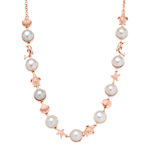 EverTrue S&uuml;&szlig;wasserperle 50cm Halskette und 19cm Armband in Ros&eacute;goldton image number 2