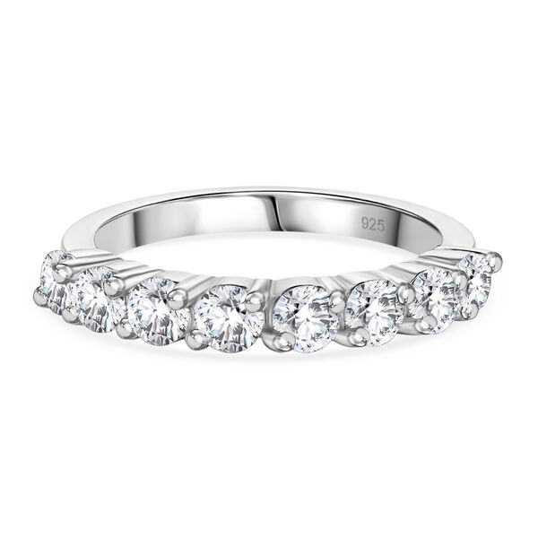 LUSTRO STELLA Hergestellt mit ZIRKONIA Half Eternity Ring 925 Silber Platin-&Uuml;berzug