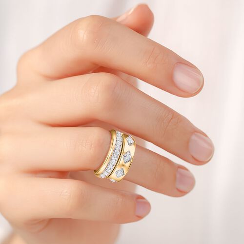 Lab Grown Diamant SI Ring 925 Silber 750 Gelbgold Vermeil (Größe 20.00) ca. 1,13 ct image number 1