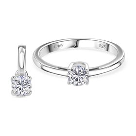 D'Joy GRA zertifiziert Moissanit Schmuckset 925 Silber rhodiniert (Größe 18) ca. 2.00 ct