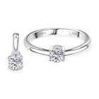 D'Joy GRA zertifiziert Moissanit Schmuckset 925 Silber rhodiniert (Größe 18) ca. 2.00 ct
