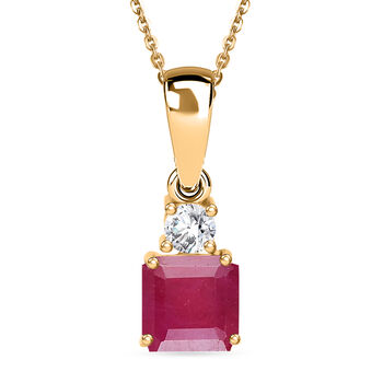 D'Joy AA afrikanischer Rubin und Moissanit Anh&auml;nger mit 50cm Kette - 1,70 ct.