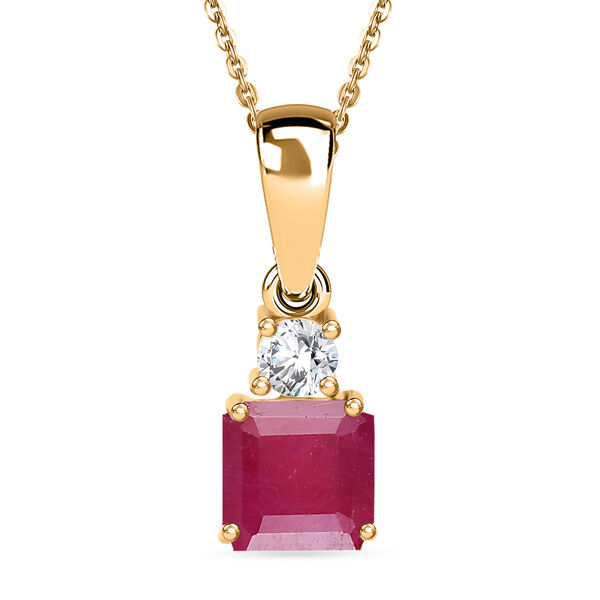 D'Joy AA afrikanischer Rubin und Moissanit Anh&auml;nger mit 50cm Kette - 1,70 ct.