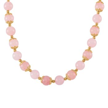 Rosenquarz Halskette, ca. 45 cm, vergoldet ca. 355,00 ct