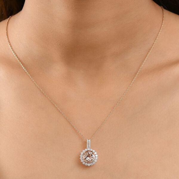 LUXORO AAA Morganit, Wei&szlig;er Diamant Schmuckset ca. 50 cm 417 Gold ca. 4.24 ct image number 2