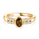 D'Joy AA Natürlicher goldener Tansanit, Weißer Zirkon Ring 925 Silber 750 Gelb Vergoldet (Größe 19.00) (10-15 Werktage Lieferzeit) ca. 0.79 ct