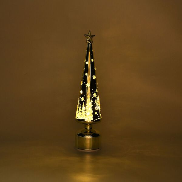 LED-Deko-Tannenbaum mit drehendem Licht, Glas, 9x41 cm, Gold image number 2