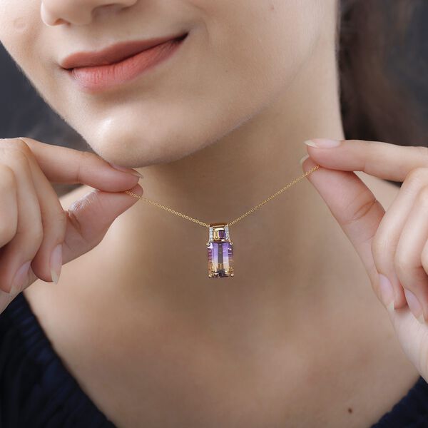 2er Set, AA Ametrin, Citrin und Amethyst Anh&auml;nger mit Kette, 925 Silber Gelbgold Vermeil ca. 7.98 ct image number 2