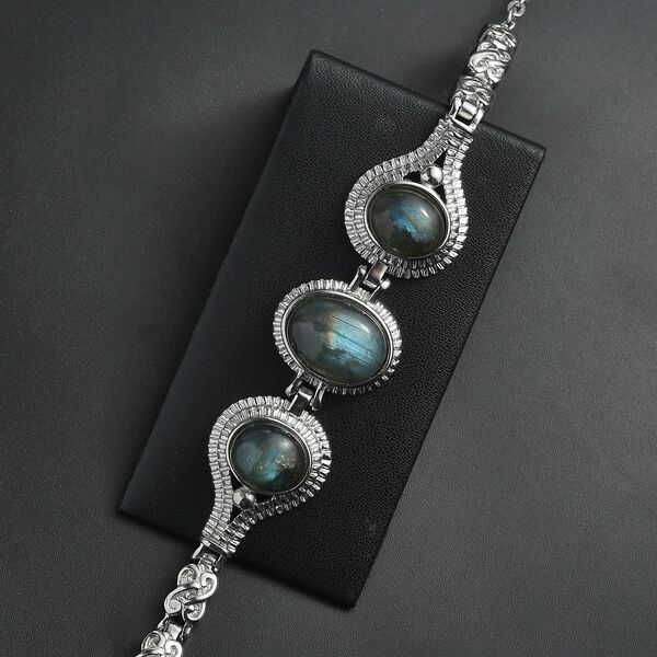 Labradorit Armband ca. 18 cm Edelstahl ca. 21.74 ct image number 2