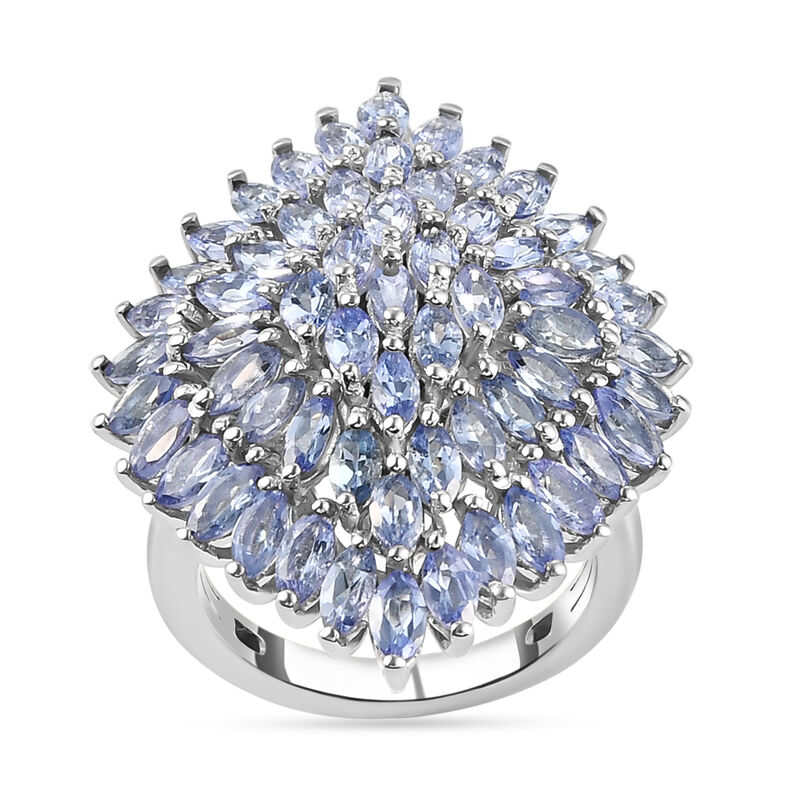Tansanit Cluster-Ring, 925 Silber platiniert  ca. 5,78 ct image number 0