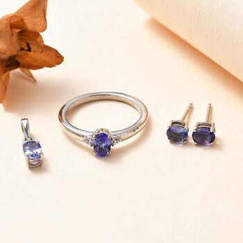 AA Tansanit und Zirkon Schmuckset - 1,71 ct.