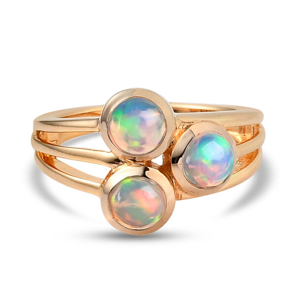 Nat&uuml;rlicher &Auml;thiopischer Opal Ring 925 Silber Vermeil