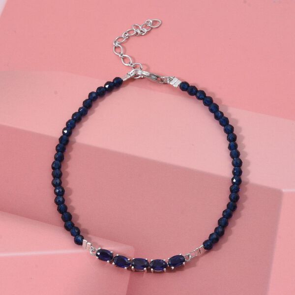 D'Joy Masoala Saphir (Fissure gef&uuml;llt) Armband ca. 19 cm mit 5 cm extender, 925 Silber rhodiniert ca. 5,69 ct. image number 1