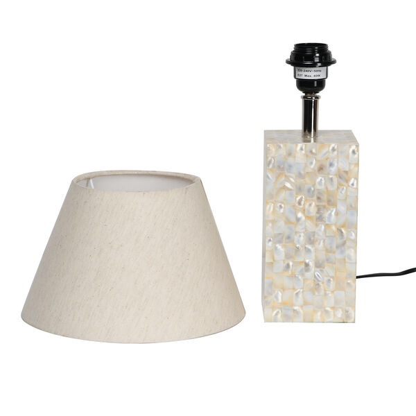 NAKKASHI - Handgefertigte Perlmutt Tischlampe, inkl. Lampenschirm, Elfenbeinfarben image number 5