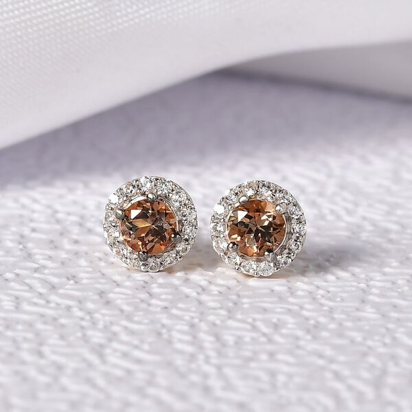 D'Joy AA Andalusit, Weißer Zirkon Ohrringe 925 Silber 750 Gelb Vergoldet ca. 0,89 ct. image number 1