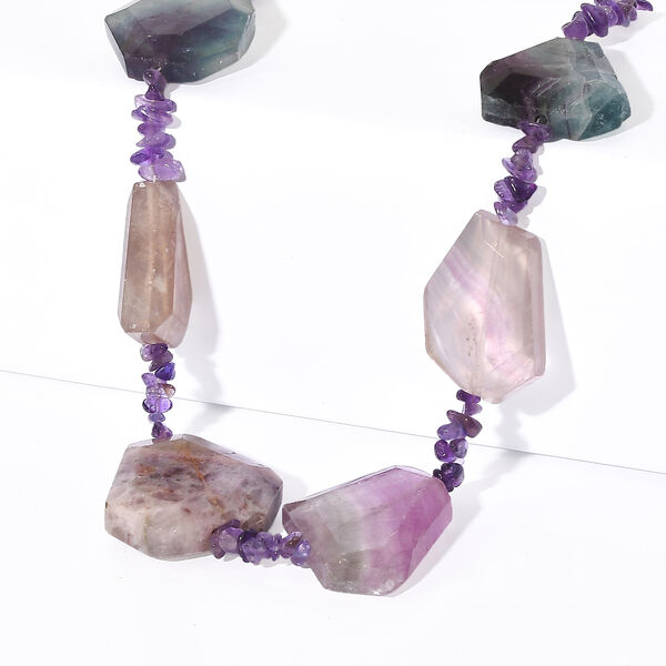EverTrue Multi Fluorit und Amethyst 45cm Halskette - 275 ct.
