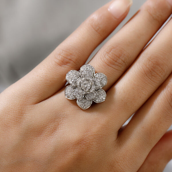 Diamant Rosen Ring 925 Silber platiniert  ca. 1,00 ct image number 3