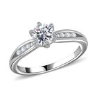 Moissanit Ring, 925 Silber rhodiniert (Größe 21.00) ca. 0.95 ct