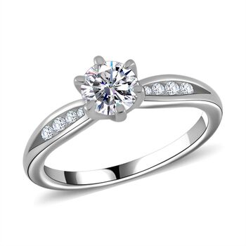 Moissanit Ring, 925 Silber rhodiniert (Gr&ouml;&szlig;e 17.00) ca. 0.95 ct