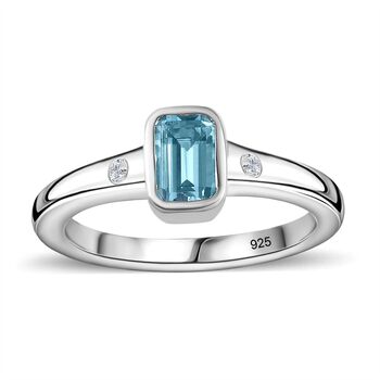 Espirito Santo AAA Aquamarin und Zirkon Ring, ca. 0.59 ct.