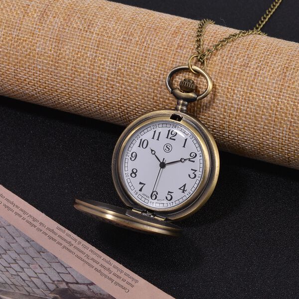 STRADA Pfaumuster Antikbronze-Taschenuhr - mit japanischem PC21S-Uhrwerk und wasserresistenter 78 cm ca. 47,00g image number 3