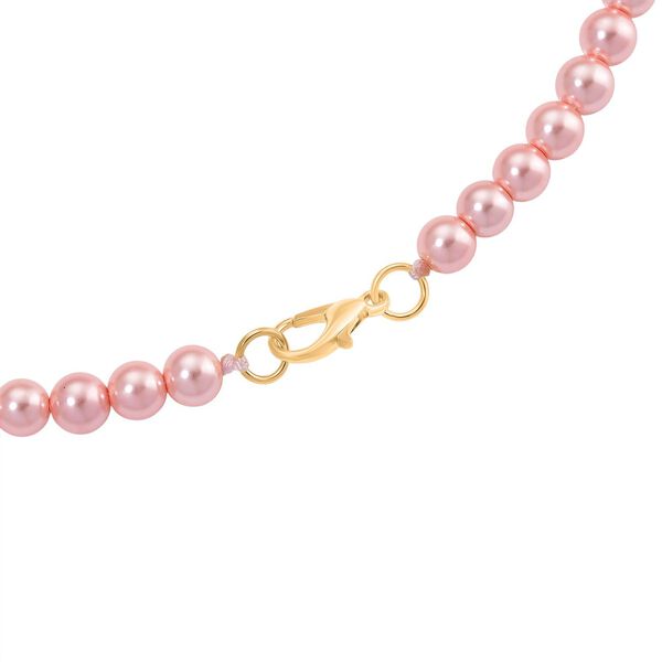 3er Set Rosa Muschelkernperlen-Schmuckstücke, bestehend aus Armband (ca. 19 cm) und zwei Halsketten (ca. 40 cm und 50 cm), gelb vergoldet image number 9