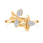 Weißer Diamant P Ring, 925 Silber Gelbgold Vermeil (Größe 17.00)