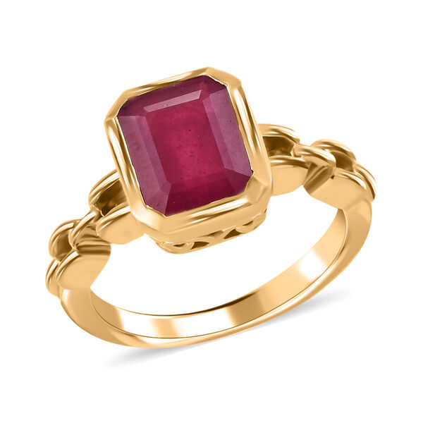 Fissure gefüllt Rubin Solitär Ring 925 Silber 585 Vergoldet image number 4
