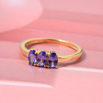 D'Joy AAA Tansanit Ring, 925 Silber vergoldet - 0,71 ct.