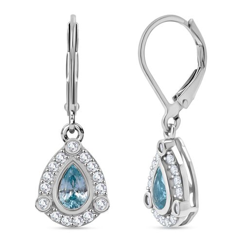 D'Joy Blauer Zirkon, Weißer Zirkon Ohrringe 925 Silber rhodiniert ca. 1,89 ct. image number 0