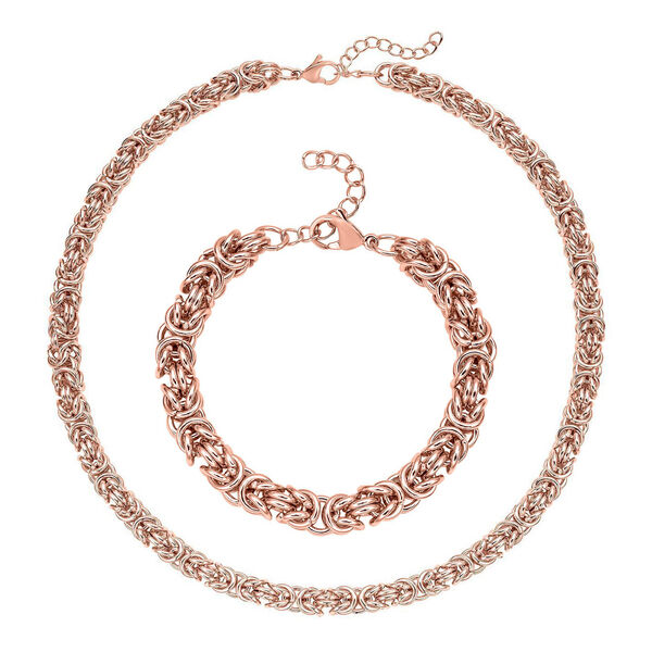 Byzantin 50cm Halskette und 19cm Armband in Ros&eacute;goldton