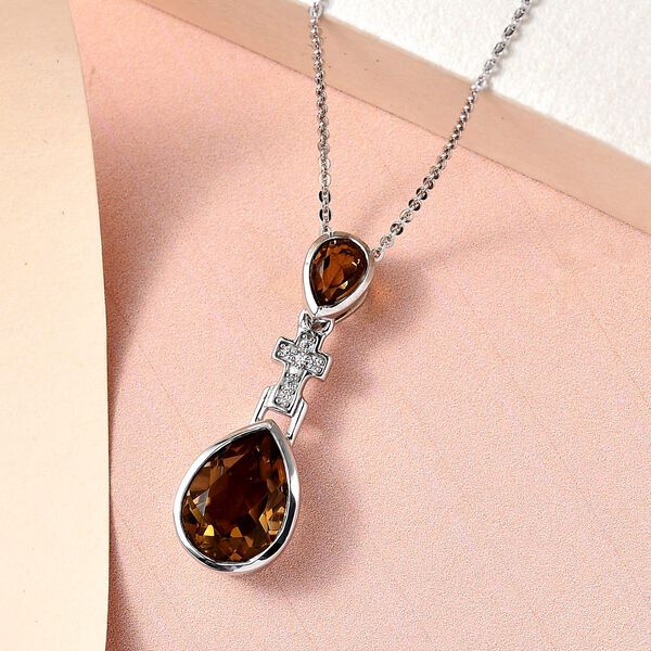 Champagner Triplett Quarz Anhänger mit Kette - 3,39 ct. image number 3