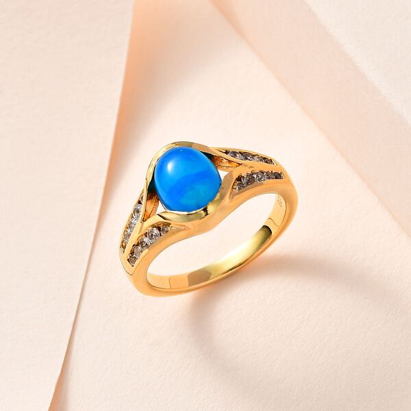 AA Miami blauer Welo Opal und Zirkon-Ring- 1,56 ct. image number 2