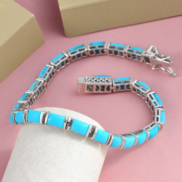 Amerikanisches, natürliches Sleeping Beauty Türkis Armband, ca. 20 cm, 925 Silber platiniert ca. 13,70 ct image number 2